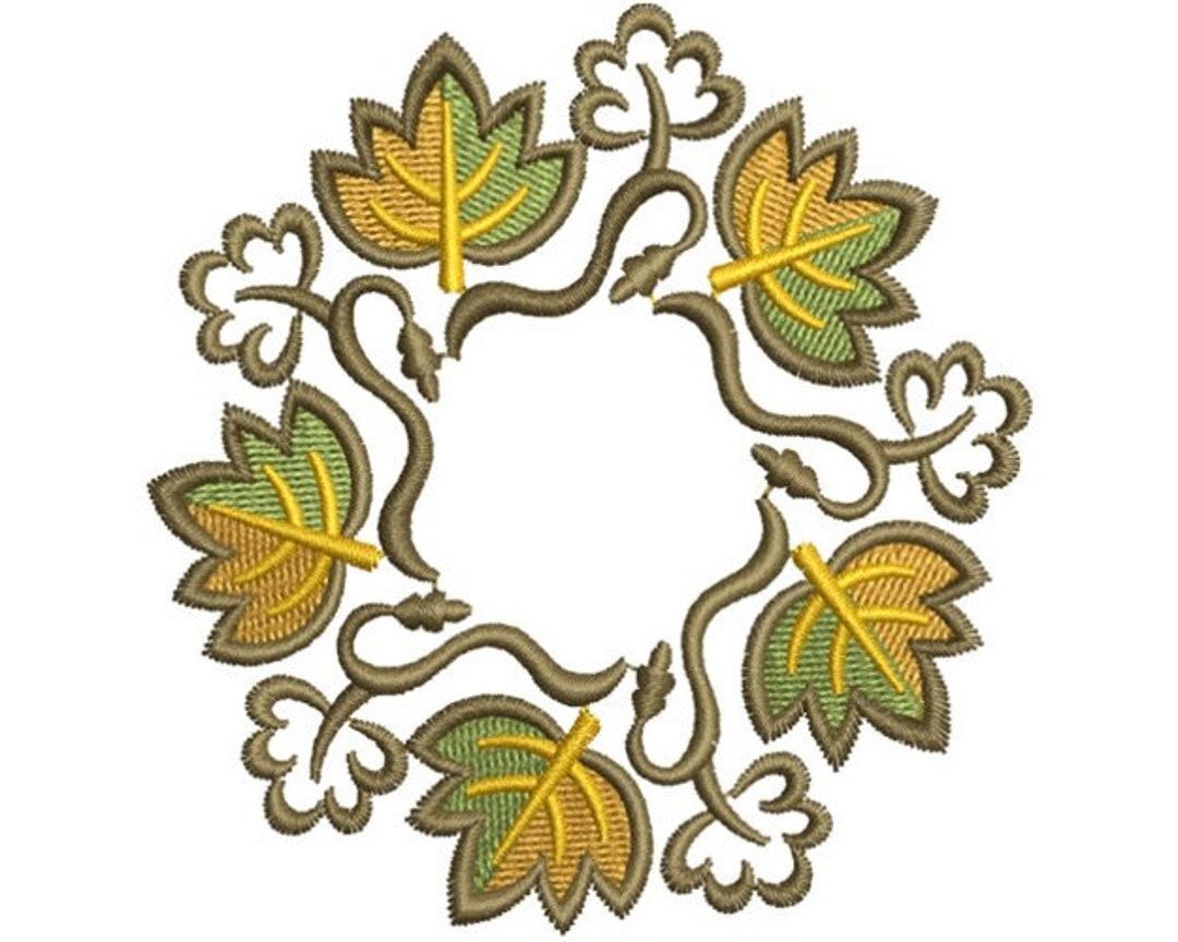 Leaf Wreath - Machine Embroidery Design, Autumn Leaves Wreath ...