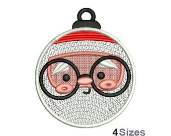 Père Noël Kawaii FSL - motif de broderie Machine - 4 tailles, motif de broderie boucle d'oreille dentelle autoportant, broderie ornement de Noël FSL