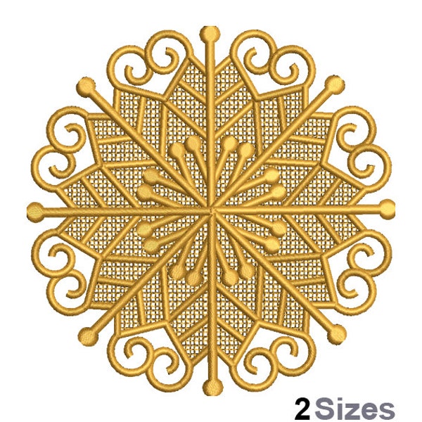 FSL Intricate Snowflake Machine Embroidery Design - 3 Sizes, Freestanding Lace Embroidery Pattern, FSL Ornament Embroidery Design