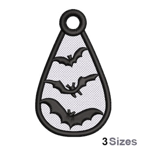 FSL Halloween Fledermäuse Maschinenstickerei, Freistehende Spitze Teardrop Ohrring Stickmuster, FSL Fledermäuse Ornament Stickerei