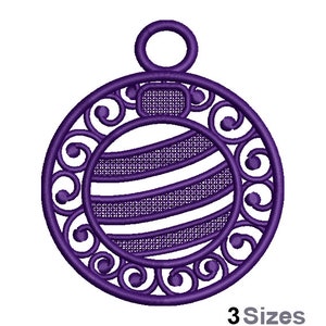 FSL Christmas Ornament - Machine Embroidery Design - 3 Sizes, Freestanding Lace Earring Embroidery Pattern, FSL Xmas Ornament Embroidery
