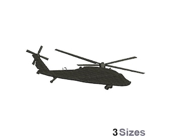 Military Helicopter - Machine Embroidery Design - 3 Sizes, Helicopter Silhouette Embroidery Pattern, Military Aircraft Embroidery Design