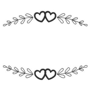 Hearts Leafy Border Machine Embroidery Design - 4 Sizes, Love Hearts Embroidery Pattern, Valentines Decorative Motif Embroidery Design