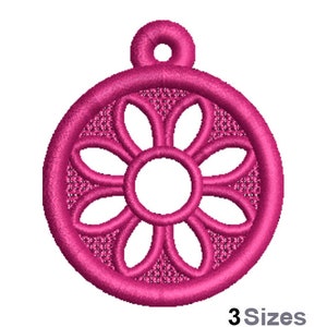 FSL Daisy Flower Machine Embroidery Design - 3 Sizes, Freestanding Lace Earring Embroidery Pattern, FSL Floral Ornament Embroidery Design