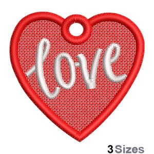FSL Love Heart Machine Embroidery Design - 3 Sizes, Freestanding Lace Earring Embroidery Pattern, FSL Valentines Ornament Embroidery Design