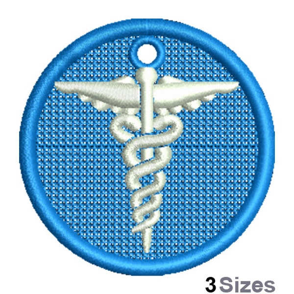 FSL Caduceus Machine Embroidery Design - 3 Sizes, Freestanding Lace Earring Embroidery Pattern, FSL Medical Symbol Embroidery Design