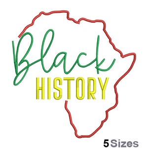 Historia negra - Diseño de bordado a máquina - 5 tamaños, patrón de bordado de contorno de mapa de África, diseño de bordado del continente africano