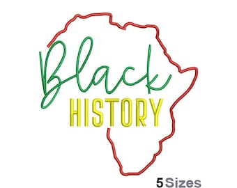 Black History - Machine Embroidery Design - 5 Sizes, Africa Map Outline Embroidery Pattern, African Continent Embroidery Design
