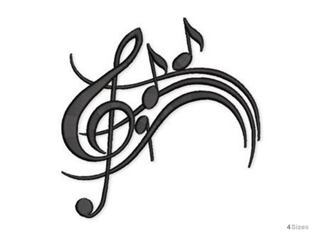 Musical Notes Machine Embroidery Design - 4 Sizes, Digital Download ...