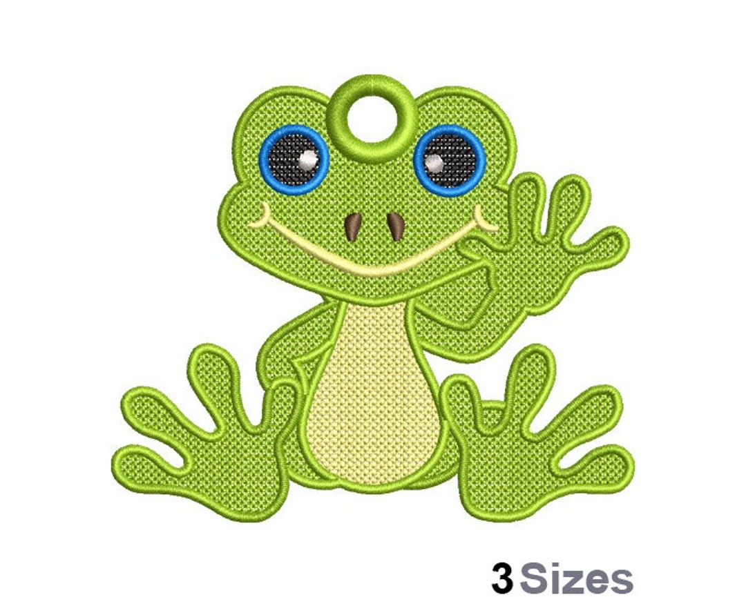 FSL Green Frog - Machine Embroidery Design - 3 Sizes, Freestanding Lace ...