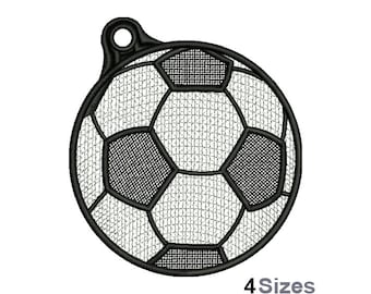 Motif de broderie Machine ballon de football FSL - 3 tailles, motif de broderie boucle d'oreille dentelle autoportant, motif de broderie ornement sport FSL