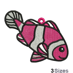 FSL Clownfish Machine Embroidery Design - 3 Sizes, Freestanding Lace Earring Embroidery Pattern, FSL Anemonefish Ornament Embroidery Design