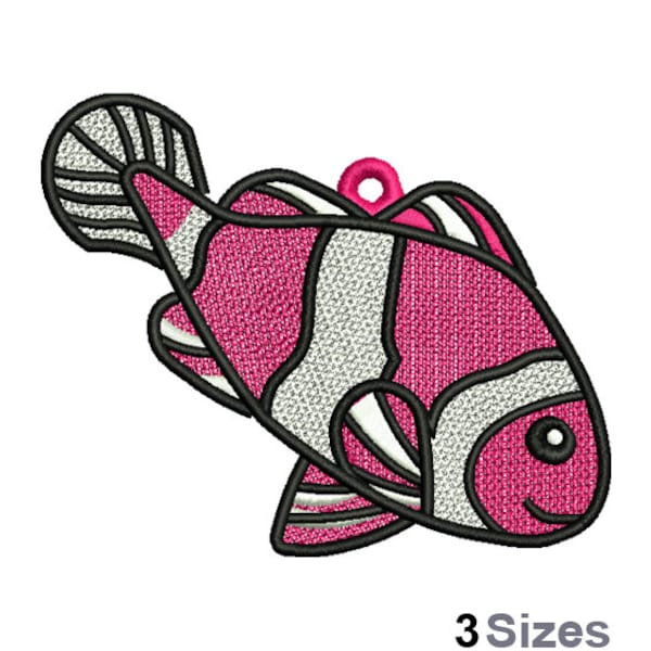 FSL Clownfish Machine Embroidery Design - 3 Sizes, Freestanding Lace Earring Embroidery Pattern, FSL Anemonefish Ornament Embroidery Design