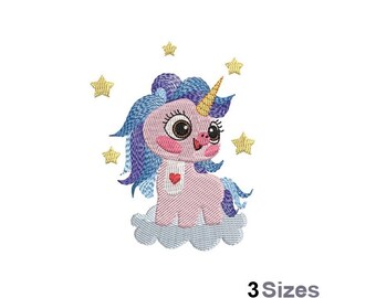 Mystical Unicorn - Machine Embroidery Design - 3 Sizes, Unicorn Girl Embroidery Pattern