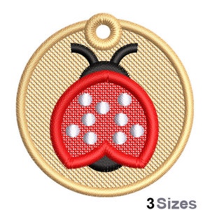 FSL Ladybug Machine Embroidery Design - 3 Sizes, Freestanding Lace Earring Embroidery Pattern, FSL Ladybird Beetle Ornament Embroidery