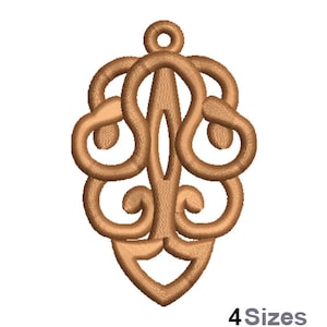 FSL Swirly Ornament Machine Embroidery Design - 3 Sizes, Freestanding Lace Earring Embroidery Pattern, FSL Ornament Embroidery Design