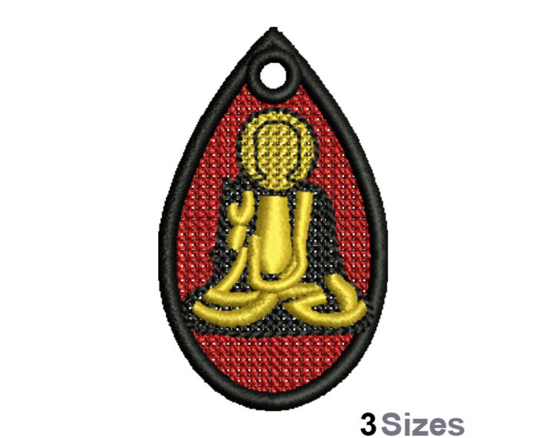 FSL Buddha Machine Embroidery Design 3 Sizes, Freestanding Lace Earring