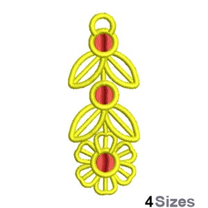 FSL Daisy Flowers Machine Embroidery Design - 3 Sizes, Freestanding Lace Earring Embroidery Pattern, FSL Floral Ornament Embroidery Design