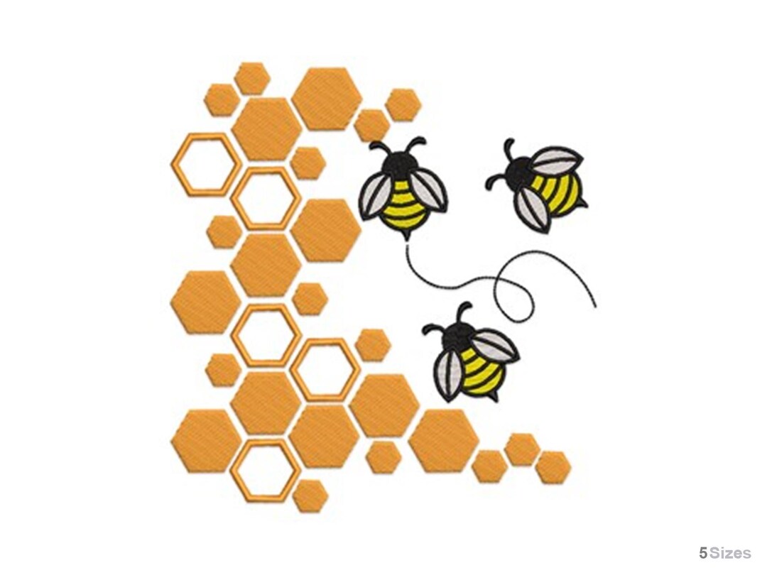 Flying Bees and Honeycomb Machine Embroidery Design - 5 Sizes, Spring ...