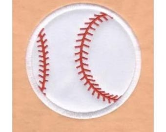 Diseño de bordado a máquina con aplique de béisbol - Patrón de bordado con aplique de pelota deportiva, descarga digital en 2 tamaños