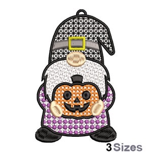 Ornement de gnome d'Halloween FSL - motif de broderie Machine - 3 tailles