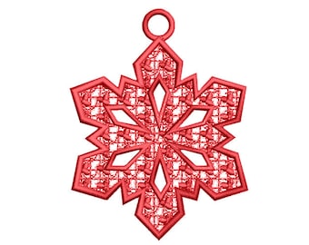 Motif de broderie Machine FSL flocon de neige - motif de broderie autoportant dentelle boucle d'oreille, motif de broderie ornement de Noël FSL