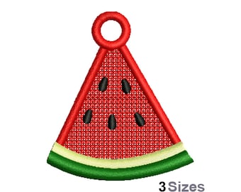 FSL Red Watermelon Machine Embroidery Design - 3 Sizes, Freestanding Lace Earring Embroidery Pattern, FSL Melon Slice Ornament Embroidery