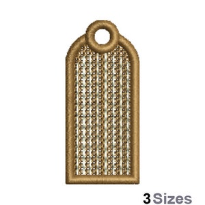 FSL Tag Machine Embroidery Design - 3 Sizes, Freestanding Lace Earring Embroidery Pattern, FSL Tag Ornament Embroidery Design