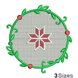 FSL Christmas Circle - Machine Embroidery Design - 3 Sizes, Freestanding Lace Earring Embroidery Pattern, FSL Xmas Ornament Embroidery