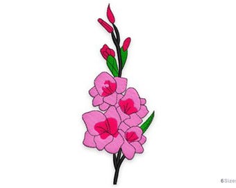 Diseño de bordado a máquina de flor de gladiolo - 6 tamaños, patrón de bordado de flor de lirio espada, diseño de bordado floral, descarga digital