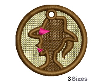 FSL Cowgirl Head Machine Embroidery Design - 3 Sizes, Freestanding Lace Earring Embroidery Pattern, FSL Western Cowboy Woman Embroidery