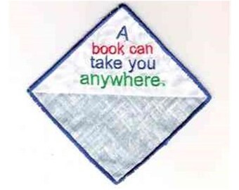 Inspirational Quote Corner Bookmark Machine Embroidery Design - A Book Can Take You Anywhere, Book Lover Embroidery Design Digital Download
