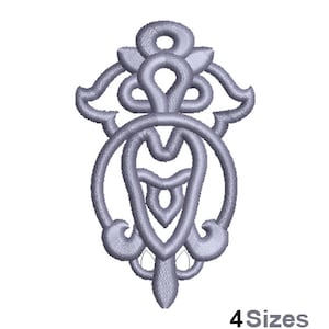 FSL Decorated Pendant Machine Embroidery Design - 4 Sizes, Freestanding Lace Earring Embroidery Pattern, FSL Fancy Ornament Embroidery