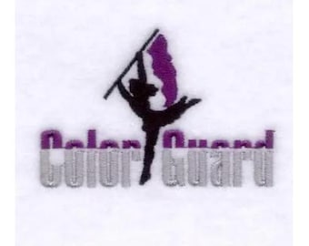 Color Guard Girl Silhouette Machine Embroidery Design, Color Guard Performer With Flag Embroidery Pattern, Digital Download