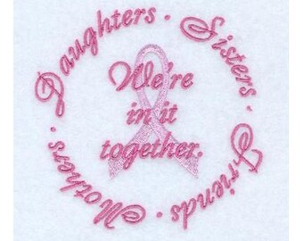 Motif de broderie Machine ruban de sensibilisation au Cancer du sein, motif de broderie ruban rose, motif de ruban espoir. Nous sommes solidaires