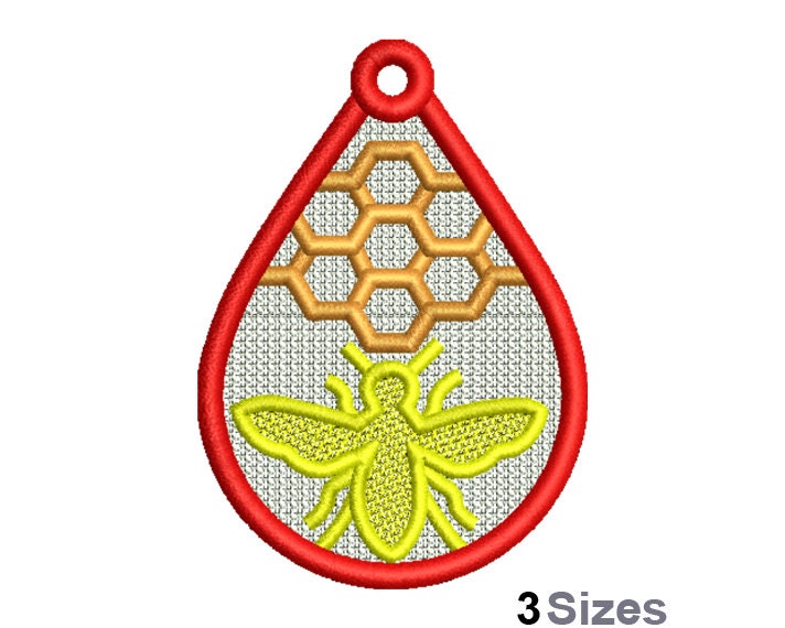 FSL Bee & Honeycomb Machine Embroidery Design - 3 Sizes, Freestanding ...