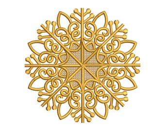 FSL Snowflake Machine Embroidery Design - 3 Sizes, Freestanding Lace Embroidery Pattern, FSL Ornament Embroidery Design