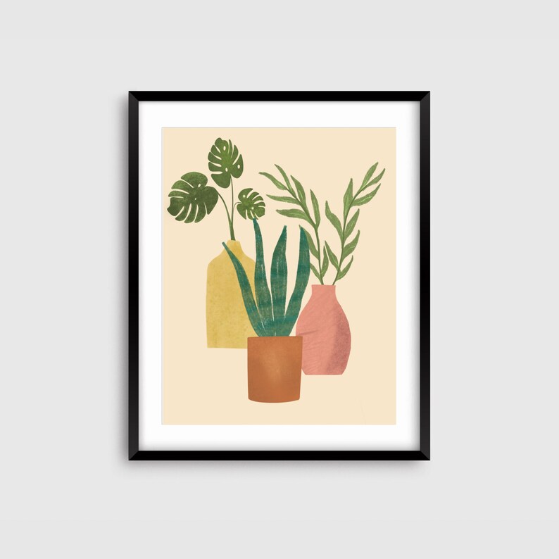 Plant Wall Art Digital Download Boho Houseplant Vase Decor Etsy