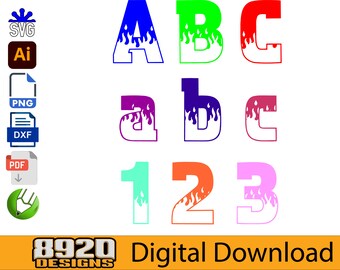 Flame Alphabet Font Clipart SVG - personal and commercial use vector, School, Art Project, Crafts, Cricut, Font digital clipart set.