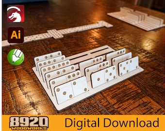 Double 9 Dominoes Woodworking Project - Can be Personalized, Lightburn Ready, Laser Engraved, dxf-svg-ai-cdr files for 1/8in 3mm wood