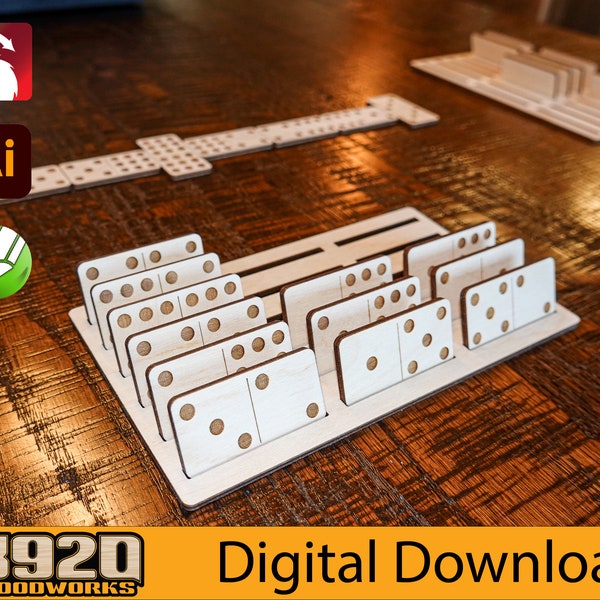 Double 9 Dominoes Woodworking Project - Can be Personalized, Lightburn Ready, Laser Engraved, dxf-svg-ai-cdr files for 1/8in 3mm wood