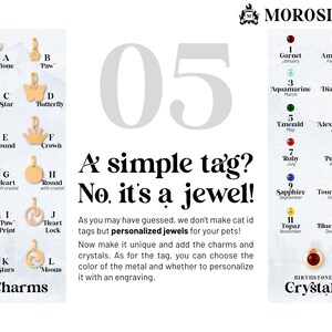 A simple tag? No, it's a jewel for your cat! Add our charms and crystals ad make a personalized cat tag.