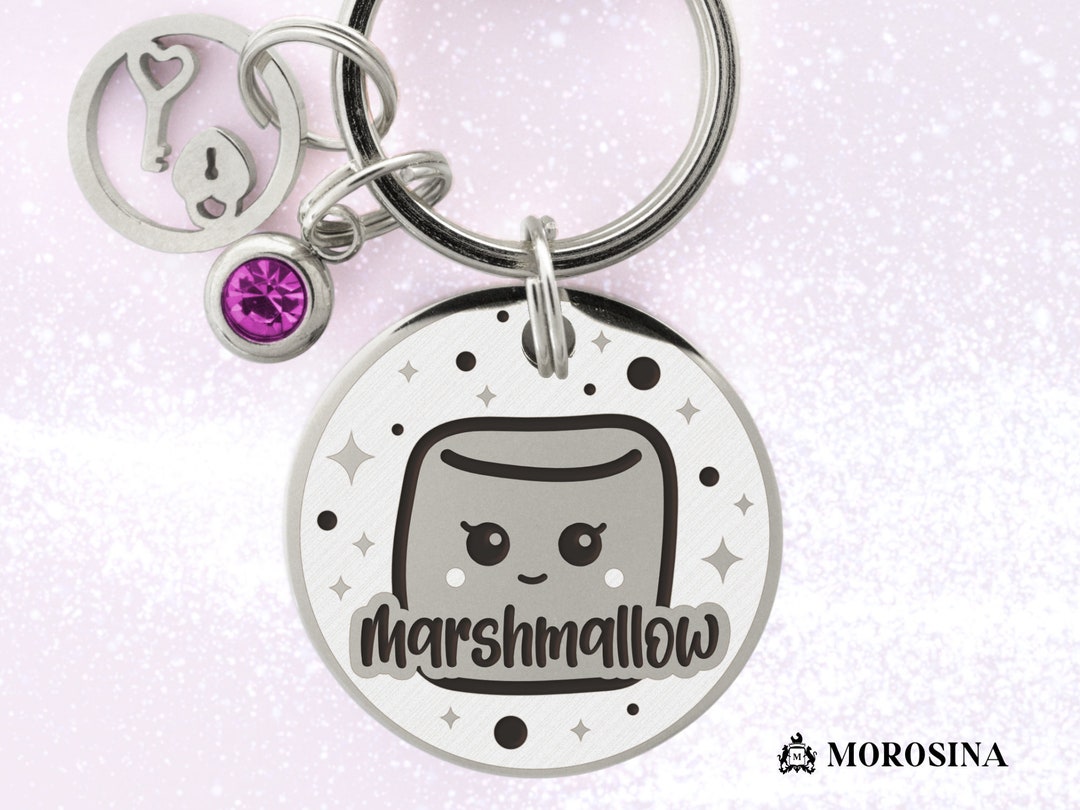 Personalized Dog Tag With Engraved Name in a Marshmallow Design