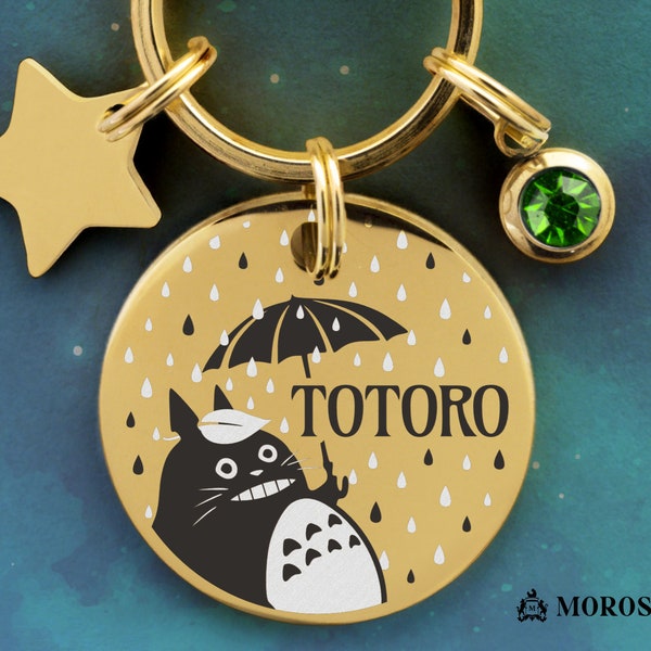 Personalized Dog Tag with Name in Totoro Design. Engraved Totoro Dog Tag. Totoro Cat Tag - Totoro Dog Collar ID Tag -  Totoro Cat ID Tag