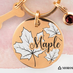 Ahorn Dog-Tag Hundehalsband-Marke Personalisierte Katzenmarke Individuelle Katzenhalsband-Marke Katzen-ID-Marke Hundemarke Name des Hundes Ahornmarke graviert Haustiermarke Katzenname