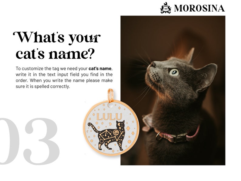 Personalize your cat tag by engraving the dog's name on it