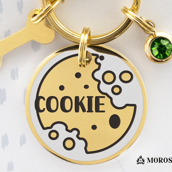 Customized Dog Tag with Engraved Name in a Cookie Design. Dog tag for dogs personalized. Collar dog id tag. Engraved dog tag. Cookie Dog tag