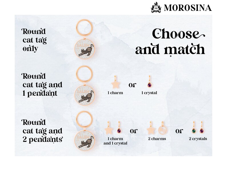 Customize your cat jewel by adding charms and crystals