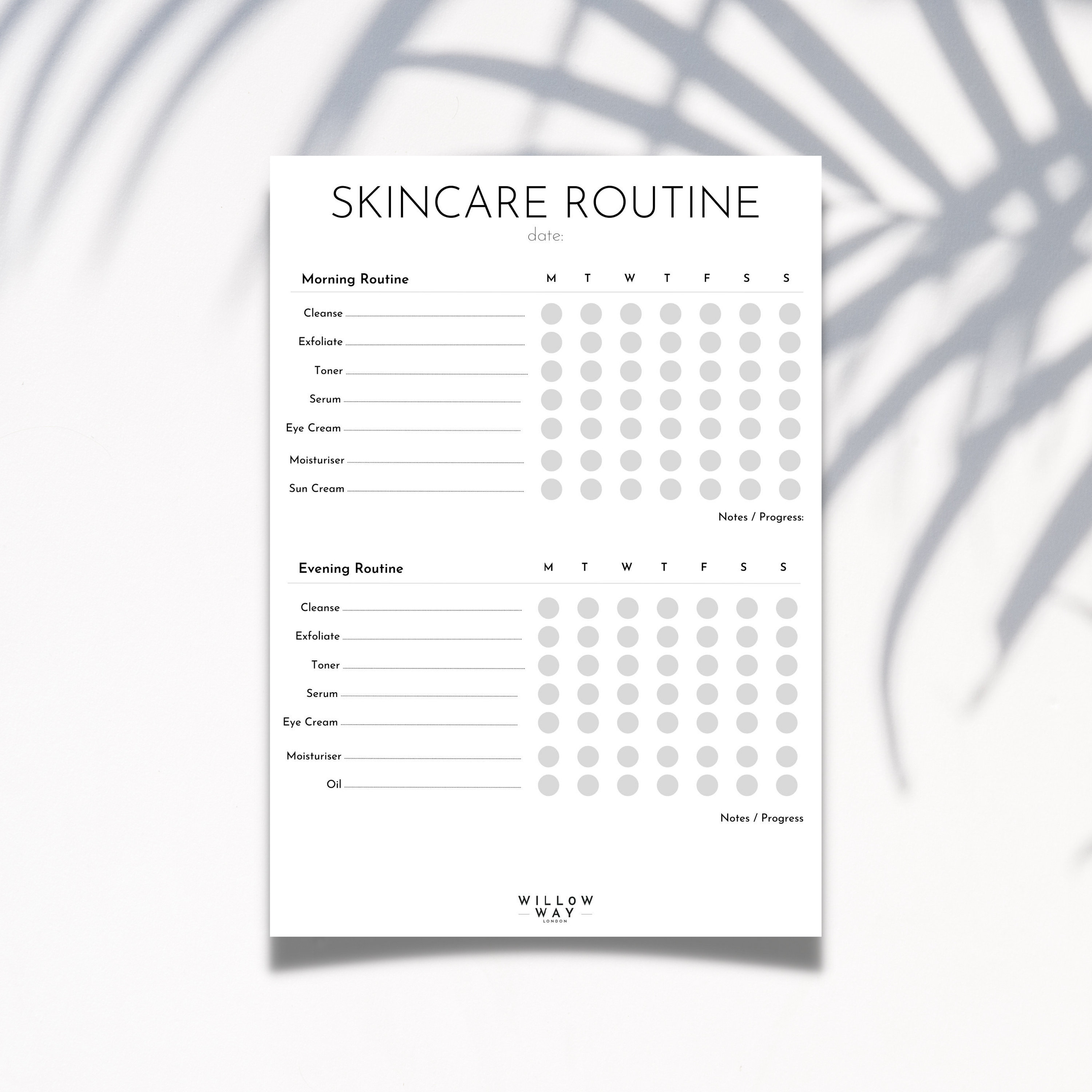 PRINTABLE Skincare Routine Tracker Skincare Tracker, Morning Routine