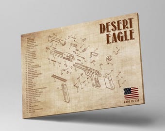 Desert Eagle 1986 Patent Blueprint - Vintage Firearm Canvas Art